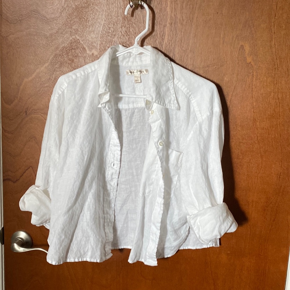 Banana Republic White Linen Crop